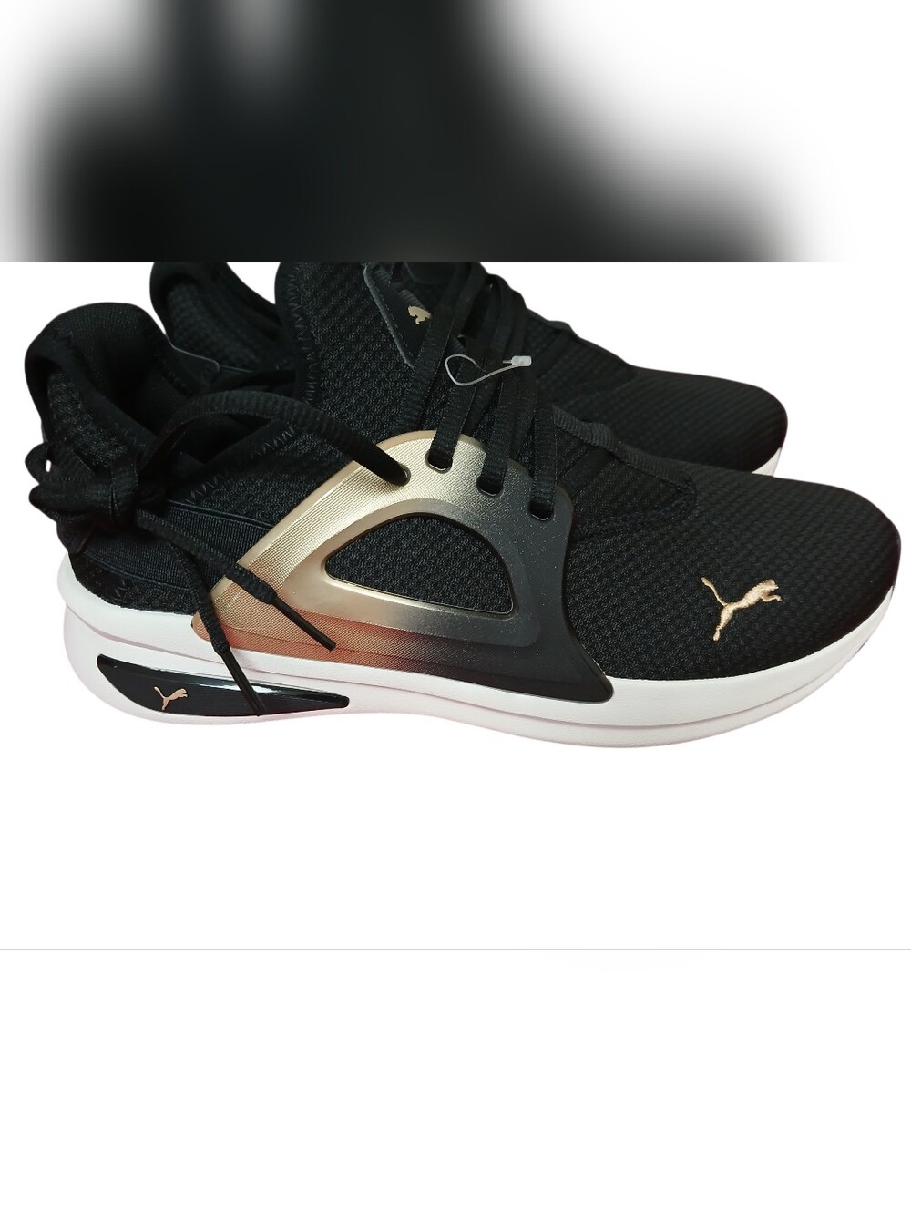 NWT Puma Woman's Black Athletic with Gold Accents, SOFTRIDE Runnig Shoes